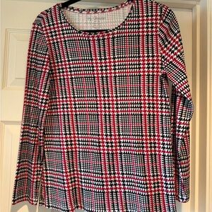 Chico's Red and Black Patterned Cotton Top